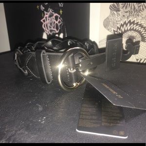 Black leather braided forever 21 belt with